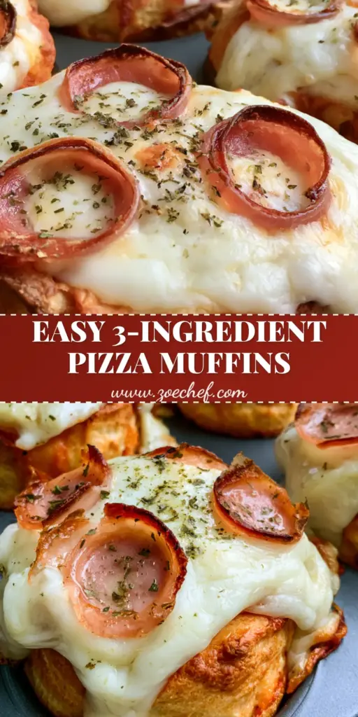 A close up of Pepperoni Pizza Muffins in a muffin tin with melted bubbly mozzarella and crisped pepperoni.