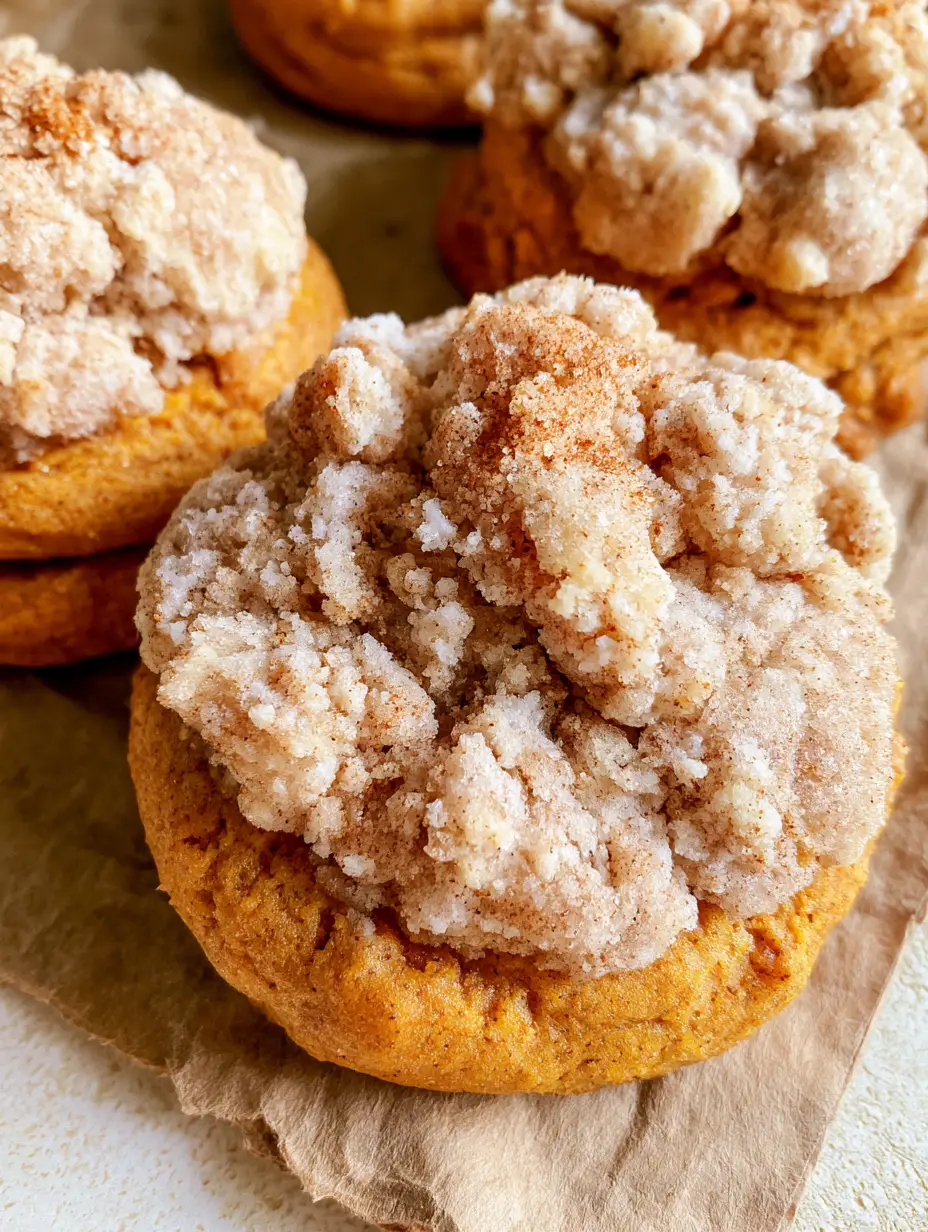 Pumpkin Cinnamon Crumble Cookies: The Ultimate Soft-Baked Fall Treat 3 Close-up of Pumpkin Cinnamon Crumble Cookies showing the moist orange-hued dough and buttery flour clusters.