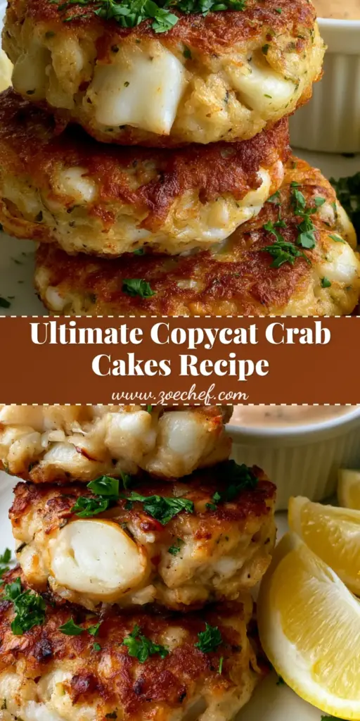 Joe’s Crab Shack Crab Cakes: The Ultimate Crispy Lump Crab Recipe 4 A stack of three thick, golden-brown Joe’s Crab Shack Crab Cakes garnished with parsley and lemon wedges next to a ramekin of orange remoulade.