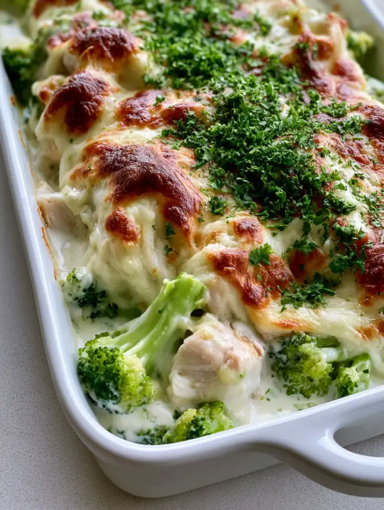 Detailed shot of the melted mozzarella and toasted parmesan cheese on the Neiman Marcus Chicken Casserole.
