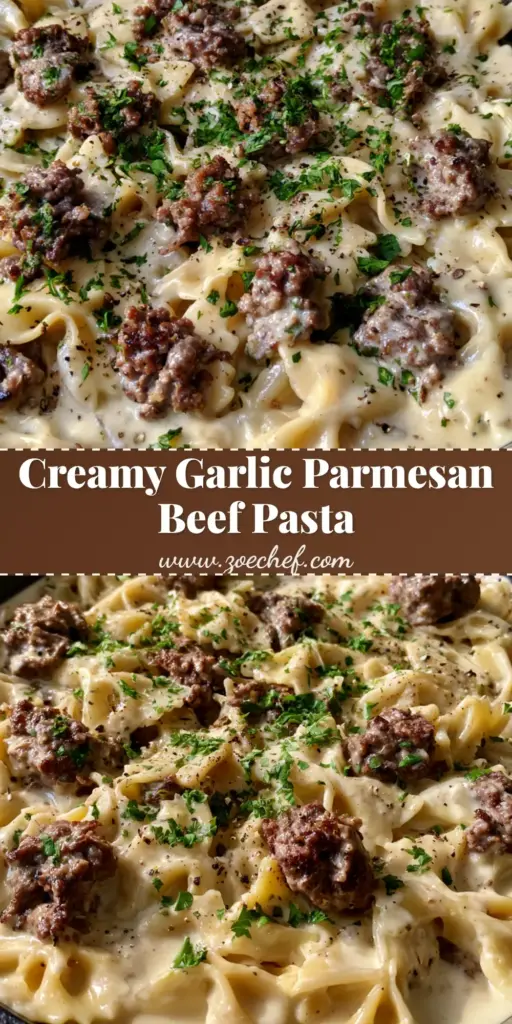 Creamy Garlic Parmesan Beef Bowtie Pasta 4 A handheld smartphone photo of Creamy Garlic Parmesan Beef Bowtie Pasta in a black cast iron skillet with melted mozzarella and fresh parsley.