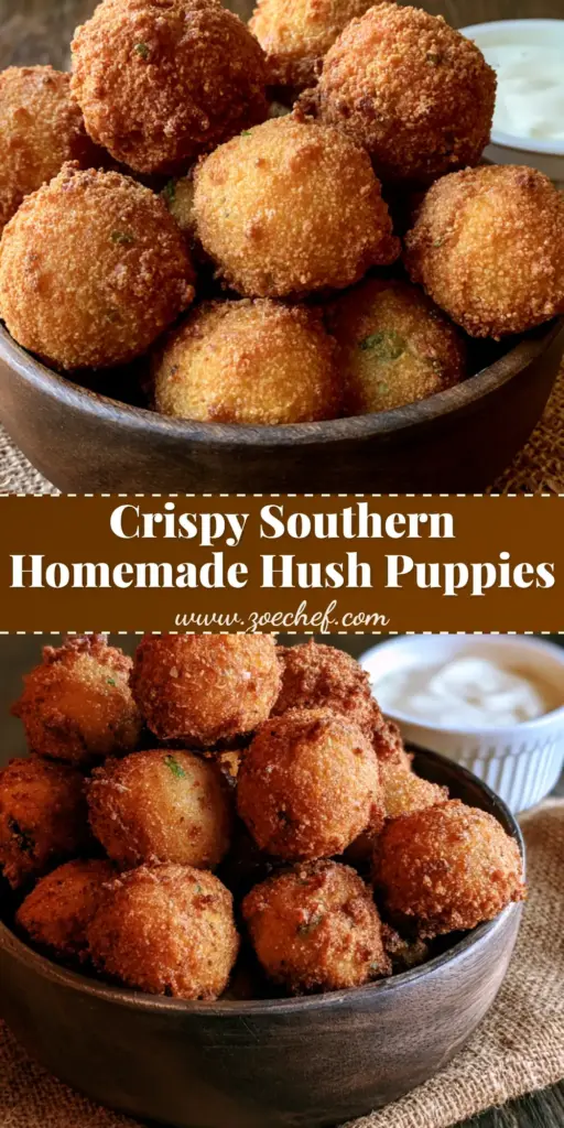 Southern Hush Puppies: The Ultimate Crispy & Fluffy Recipe 3 A wooden bowl overflowing with crispy golden-brown Southern Hush Puppies with green scallion specks, served with tartar sauce on burlap.