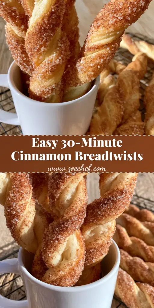 Cinnamon Roll Breadtwists: The Fluffiest Easy Homemade Recipe 3 A close-up handheld photo of golden-brown Cinnamon Roll Breadtwists standing upright in a white ceramic mug, showing heavy cinnamon sugar coating and soft dough spirals.