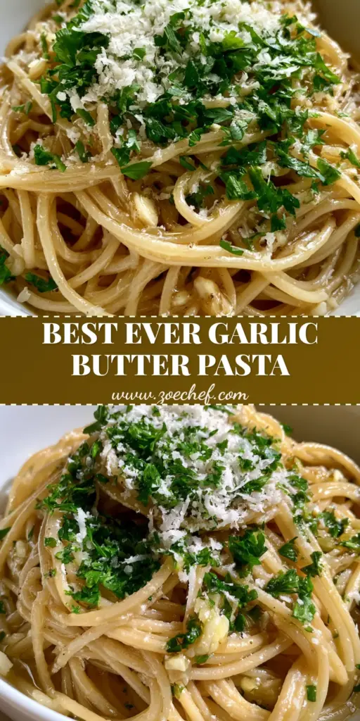Garlic Butter Pasta: The Ultimate 15-Minute Dinner Recipe 3 A close-up of a white ceramic bowl filled with Garlic Butter Pasta, glistening strands of spaghetti topped with a heavy layer of finely grated parmesan and fresh chopped parsley.