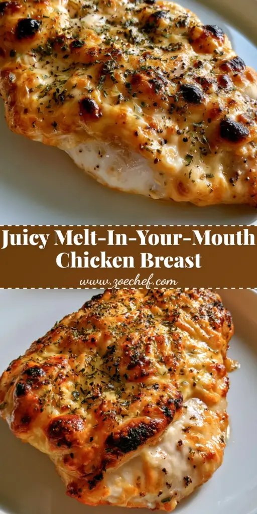 Melt In Your Mouth Chicken Breast: The Ultimate Juicy Baked Recipe 3 A close-up of Melt In Your Mouth Chicken Breast with a heavy bubbly parmesan topping and charred spots on a white plate.