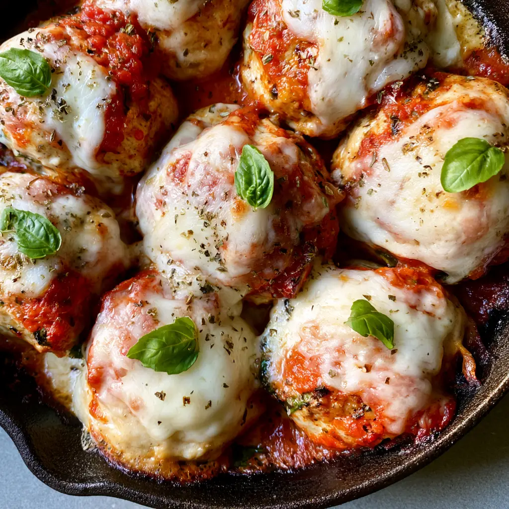 Baked Chicken Ricotta Meatballs: Tender, Juicy, and Cheesy 1 Baked Chicken Ricotta Meatballs showing slight caramelization on the edges with fresh basil garnish.