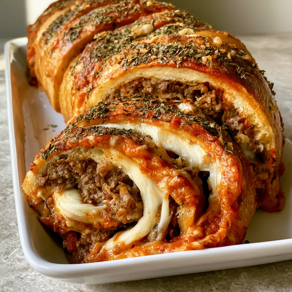 Garbage Bread Recipe: The Ultimate Cheesy Beef Stuffed Loaf 2 Smartphone photo of cheesy stuffed Italian bread loaf with garlic and oregano crust. (Garbage Bread Recipe)