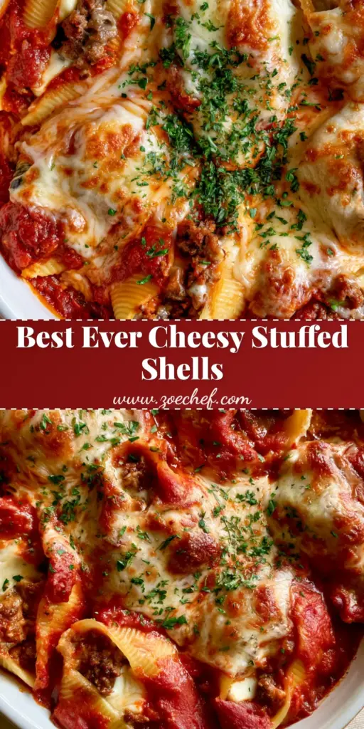 Ground Beef Stuffed Shells: The Ultimate Cheesy Comfort Food 4 A top-down view of Ground Beef Stuffed Shells in a white dish, featuring bubbly mozzarella with golden spots and fresh parsley.