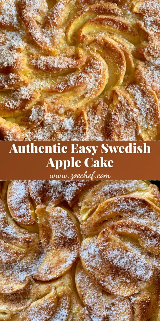 Swedish Apple Cake Recipe: Easy Traditional Spiced Sponge Cake 3 A handheld smartphone photo of a traditional Swedish Apple Cake Recipe featuring a spiral of crescent apple slices and a cinnamon sugar crust in a dark baking dish.