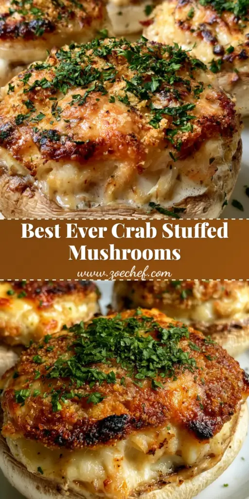 Crab Stuffed Mushrooms with Toasted Parmesan Breadcrumb Crust 4 A close up handheld smartphone photo of Crab Stuffed Mushrooms with a golden-brown parmesan crust and fresh parsley garnish on a white plate.