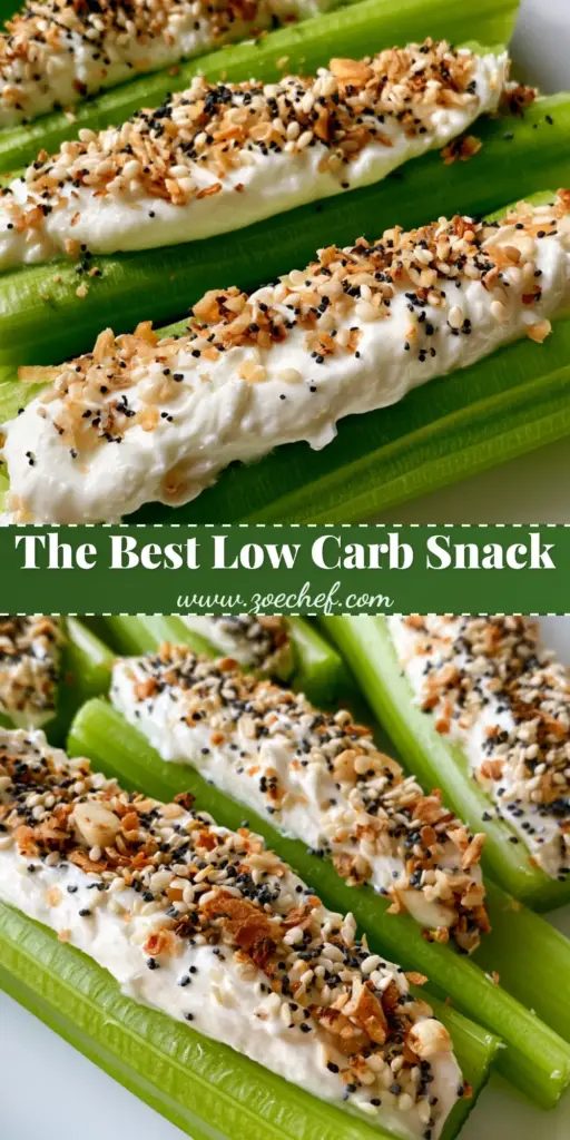 Stuffed Celery with Everything Seasoning and Creamy Filling 4 A handheld smartphone photo of vibrant green stuffed celery stalks filled with matte white cream cheese and topped with everything bagel seasoning.