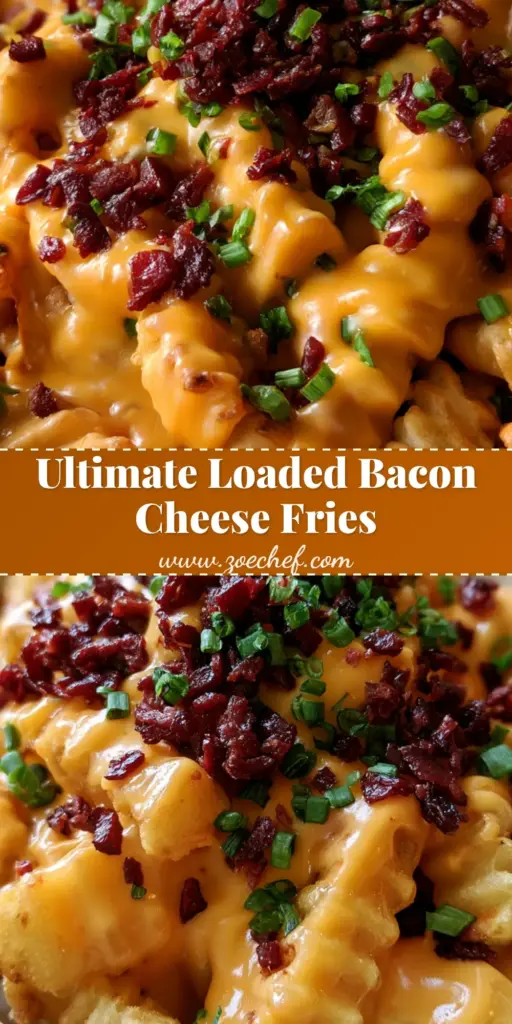 Bacon Cheese Fries: The Ultimate Loaded Crinkle-Cut Experience 4 A top-down view of loaded Bacon Cheese Fries in a white bowl, featuring melted orange cheese and crispy bacon bits.