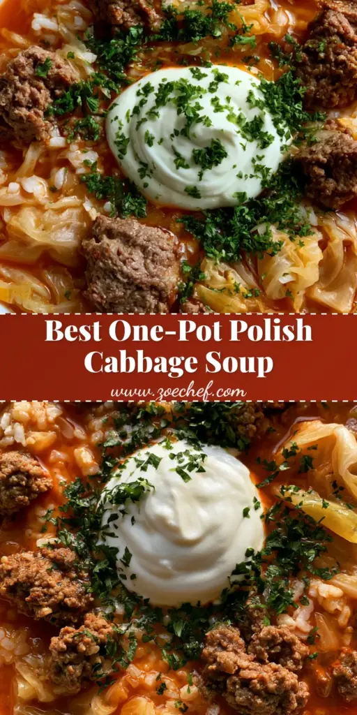 Polish Stuffed Cabbage Soup: The Ultimate Lazy Gołąbki Recipe 3 A top-down smartphone photo of Polish Stuffed Cabbage Soup in a white bowl, showing beef crumbles, cabbage ribbons, and a sour cream dollop with parsley garnish.