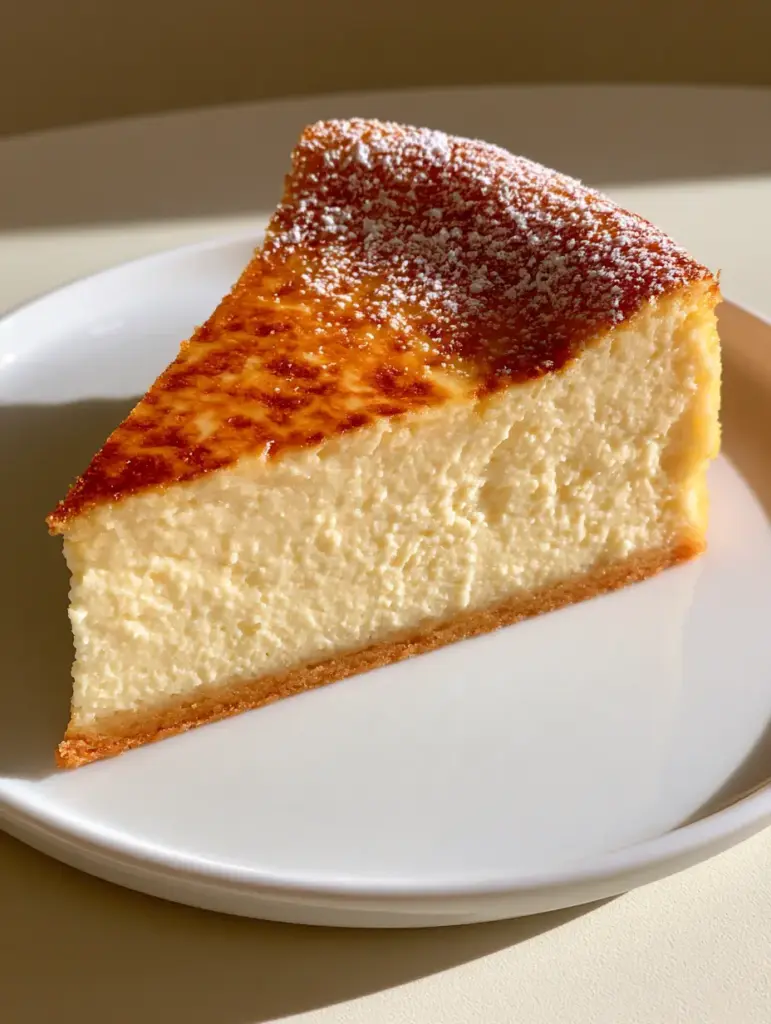 Sicilian Ricotta Cheesecake: The Ultimate Creamy Italian Dessert 1 Side view of Sicilian Ricotta Cheesecake showing the thin buttery pastry crust and golden-brown mottled top.